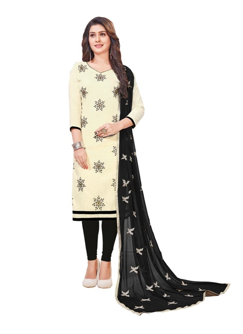 Generic Women's Slub Cotton Salwar Material (Off