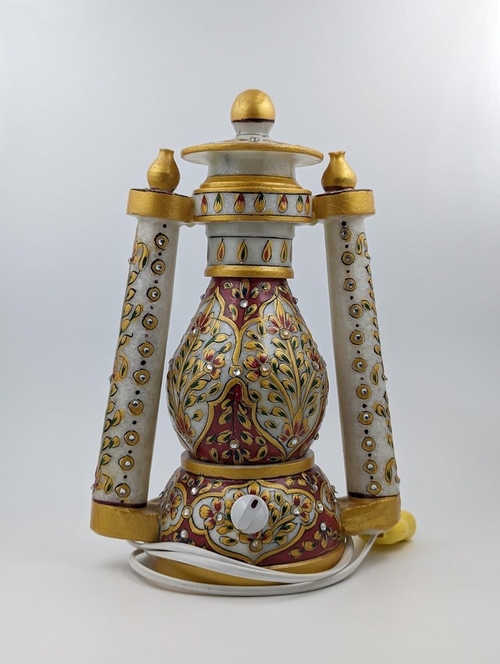 Designer Decorative Marble Lantern 12 inches with Light Modes | Round