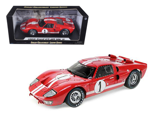 1966 Ford GT-40 MK 2 Red #1 1/18 Diecast Model Car by Shelby