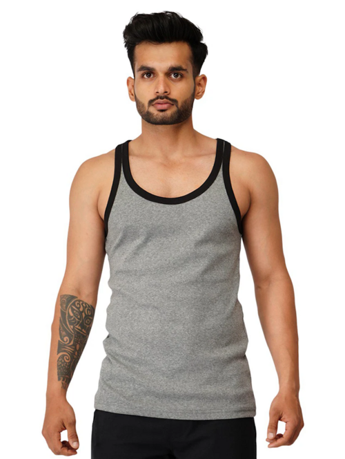 “Classic Comfort: Men’s Solid Cotton Vest”(Size70 cm)(Colorgrey)