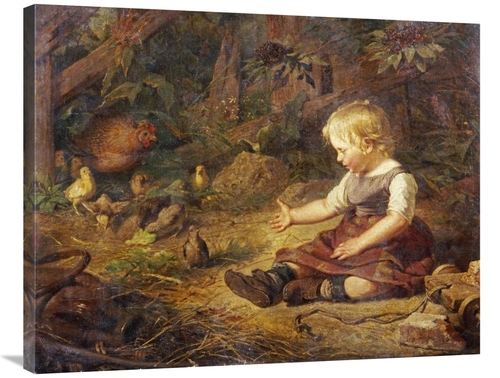 Global Gallery GCS-266589-36-142 36 in. Feeding the Chickens Art Print