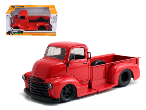 1952 Chevrolet COE Pickup Truck Red with Black Wheels 1/24 Diecast