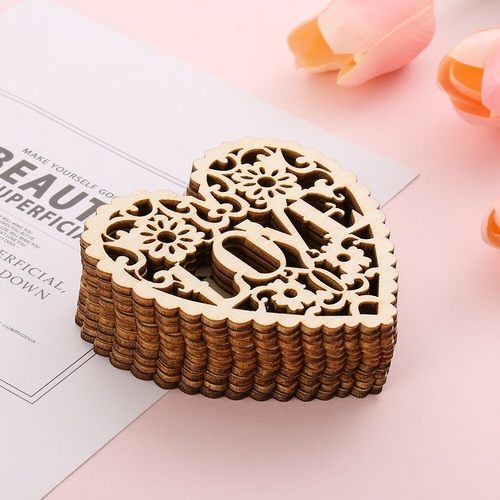10pc LOVE Heart Wooden Ornaments Hanging
