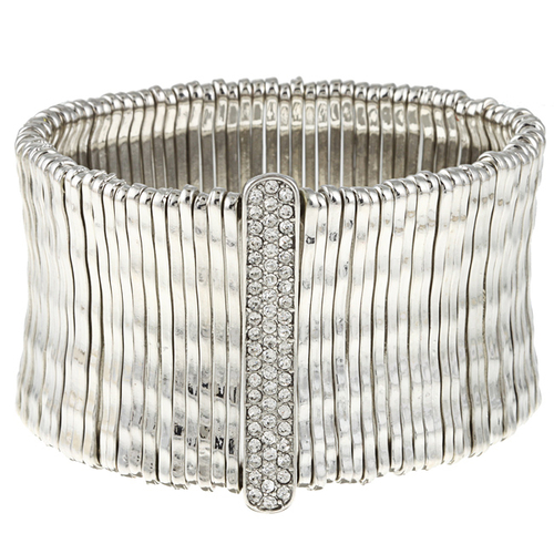 Celeste 622b-0070W Celeste White Satin Bamboo Bar Pave-Set Crystal Str