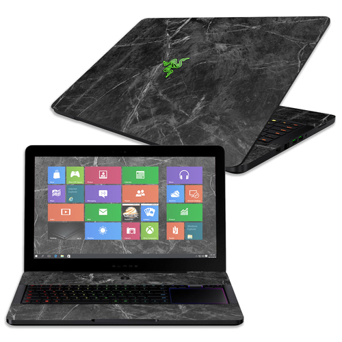 MightySkins RABLPR17-Black Marble Skin for 17 in. Razer Blade Pro,
