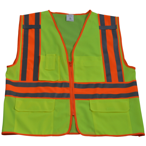 Petra Roc LV2-FSMBCB2-2X-3X Safety Vest Ansi Class Ii Lime Solid Front