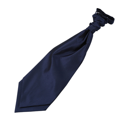 Solid Check Pre-Tied Ruche Cravat - Navy Blue