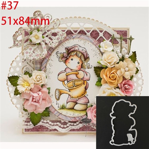 Watering girl Metal Cutting Dies+Clear stamps