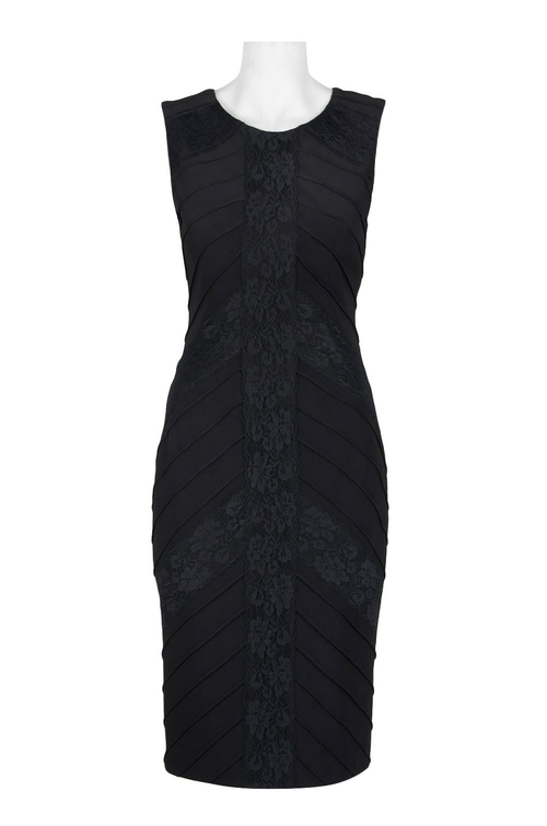 Adrianna Papell Crew Neck Sleeveless Piping Detail Zipper Back Jersey