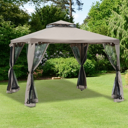 Outsunny 10' x 10' Outdoor Patio Gazebo Pavilion Canopy Tent Steel w/