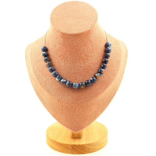 Blue jasper 8 mm 20 beads necklace