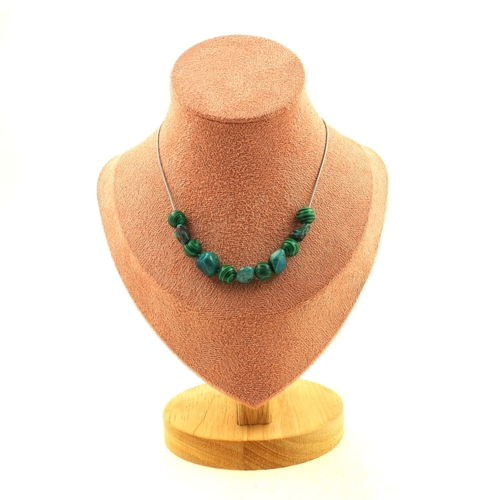 Chrysocolla + Malachite 8 mm 11 beads necklace.