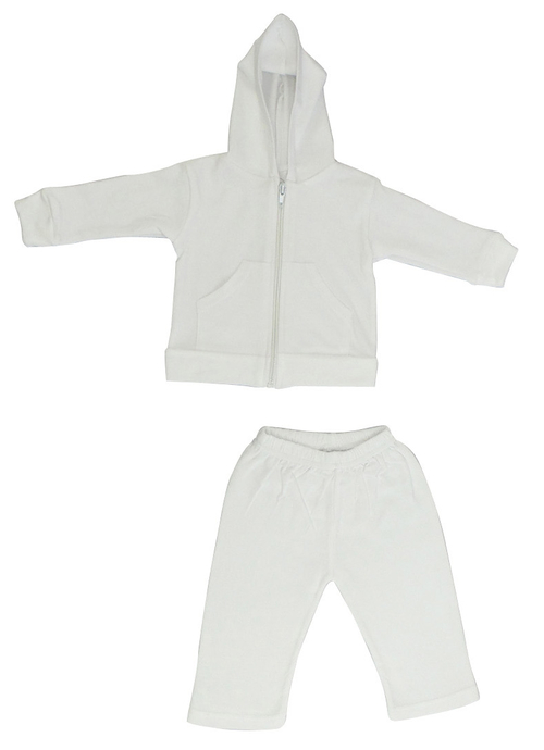 Bambini 419S Interlock Sweat Pants & Hoodie Set, White - Small