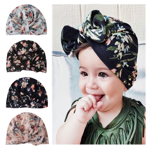 Newborn Baby Boy Girl Bowknot Floral Print Flower
