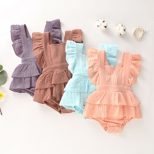 Newborn Baby Girl Bodysuits Clothes Ruffle Short