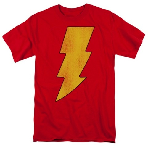 Dc-Shazam Logo Distressed - Short Sleeve Adult 18-1 Tee - Red, Sma