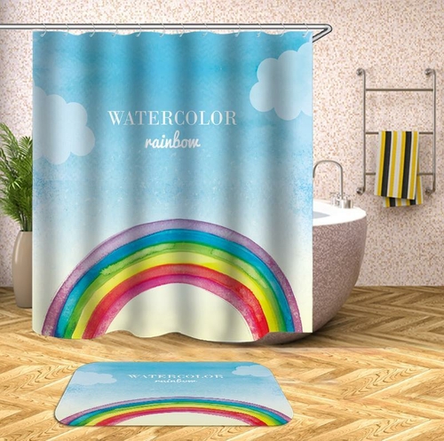 Watercolor Rainbow Shower Curtain