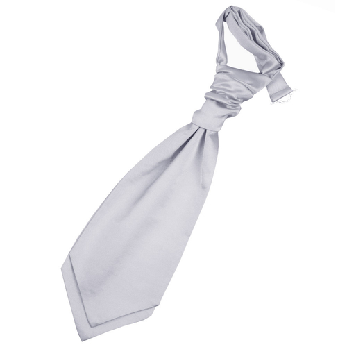 Plain Satin Pre-Tied Ruche Cravat - Boys - Silver