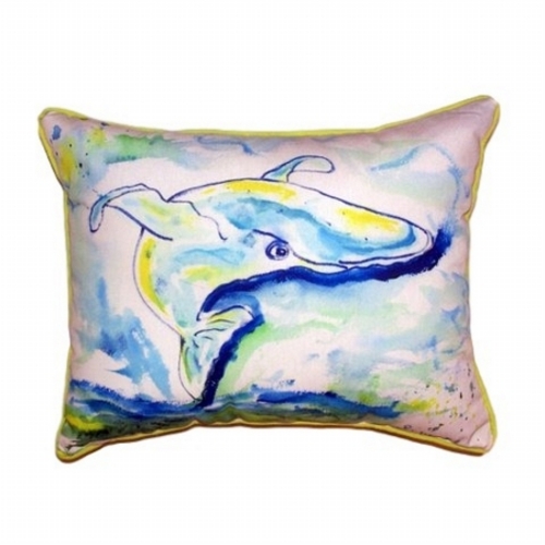 Betsy Drake HJ497 Blue Whale Large Indoor & Outdoor Pillow - 16 x 20 i