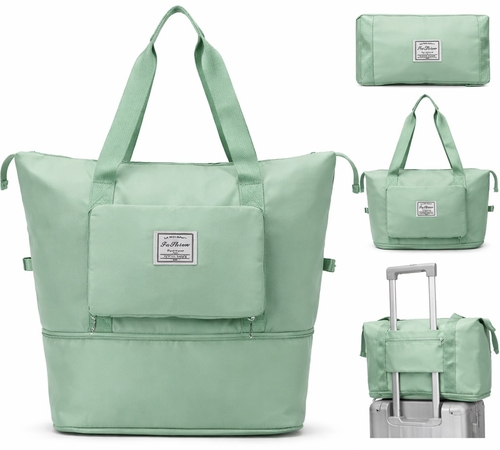 Large Waterproof Foldable Travel Bag,Unisex,Korean,Grey Green
