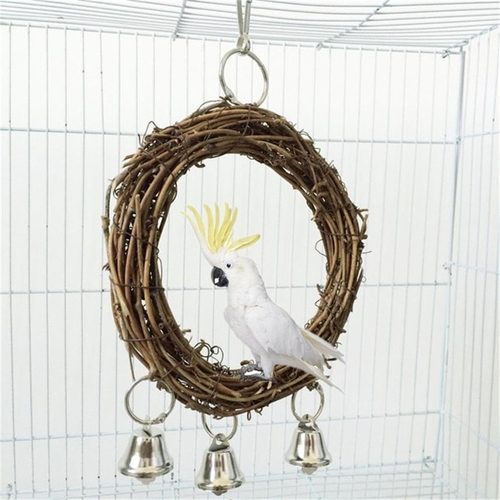 1 Set Rattan Pet Bird Parrot Swing Cage Toy Nature