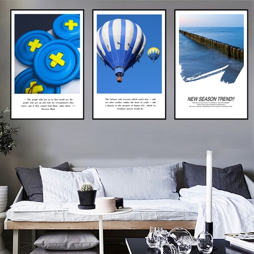 Nordic Blue Air Balloon Sea Posters