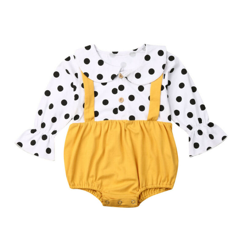 Newborn Baby Girl Bodysuits Long Sleeve Dots Peter