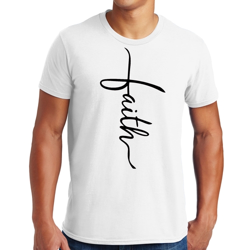 Mens Graphic T-shirt Faith Script Cross Black Illustration