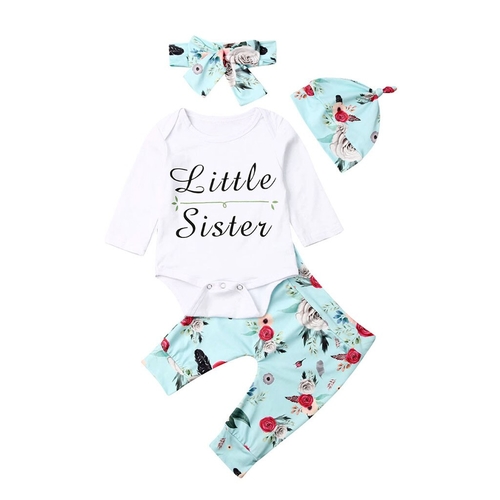 4pcs Kids clothes Baby Girl Letter Romper Tops