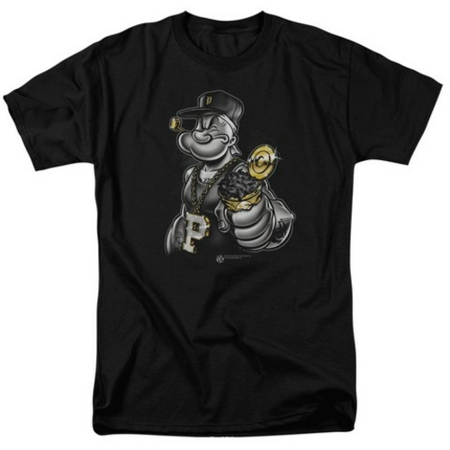 Trevco Popeye-Get More Spinach Short Sleeve Adult 18-1 Tee, Black 