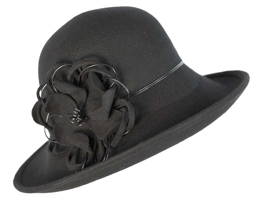 Black felt ladies fashion hat