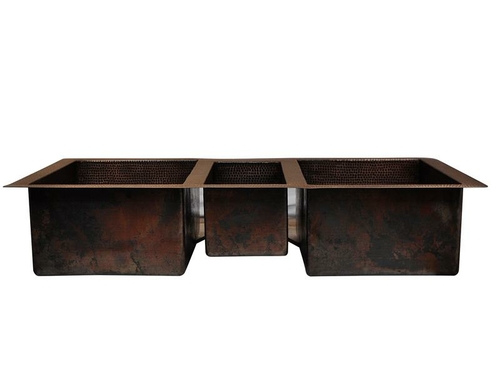 COPPER TRIPLE BOWL KITCHEN SINK 42X25X9 G16 DARK LIGHT