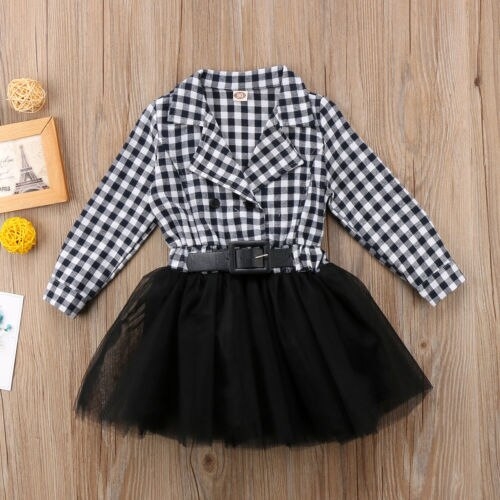 2018 Baby Kids Girl Plaids Dress Clothes Babies