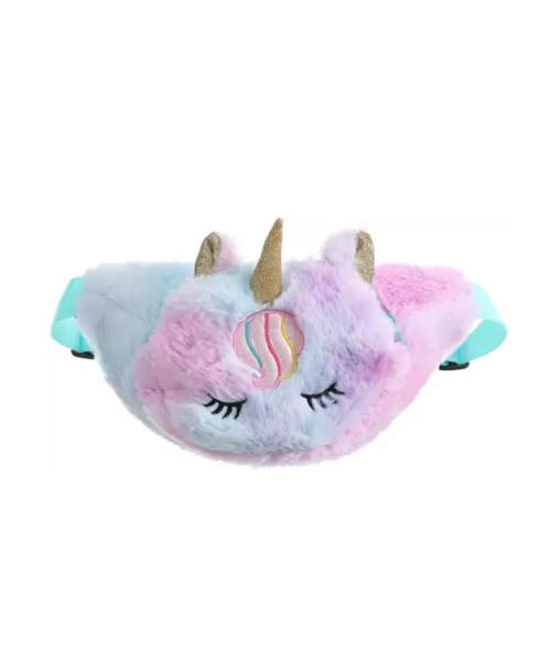Rainbow Unicorn Plush Fuzzy Fanny Pack Waist Bag Cute Bum Bag for Kids