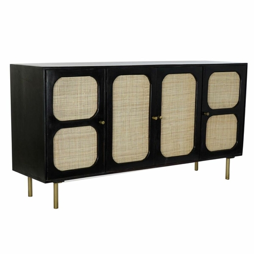 Sideboard DKD Home Decor Black Natural Rattan Mango wood (150 x 40 x