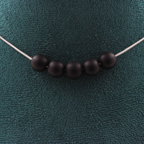 Matte black Onyx 8 mm 5 beads necklace.