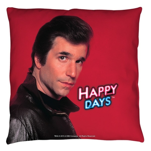 Trevco CBS1494-PLO3-14x14 Happy Days-Red Fonz - Throw Pillow, Whit