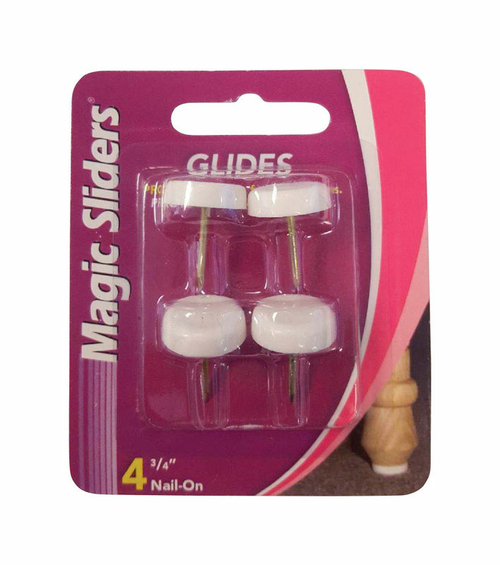 Magic Sliders 5953468 0.75 in. Plastic Nail-On Heavy Duty Glide - Whit