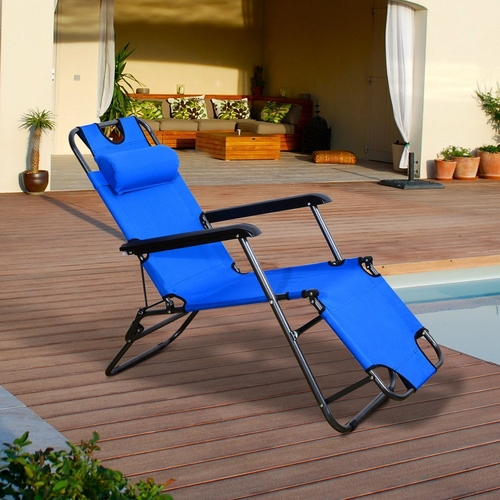 Lounge Chair Folding Portable Chaise Sun Lounger Recliner Outdoor Pool