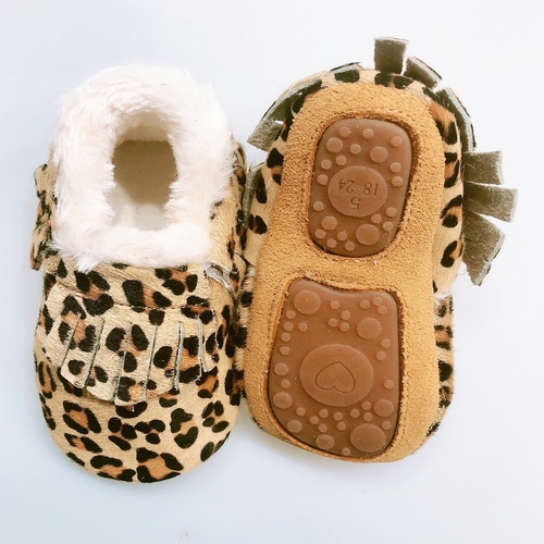 Genuine Leather Baby Boys Moccasins Plush Shoes