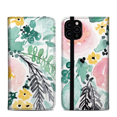 DecalGirl A12PFC-BLUSHEDFLOWERS Apple iPhone 12 Pro Folio Case - Blush