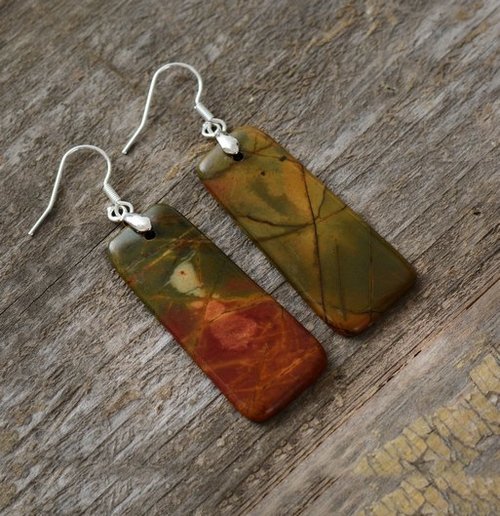 Women Earrings Natural Picasso Japser Stone