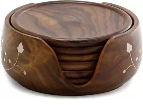 DECORASIA Wood Coaster Set (Pack of 6)