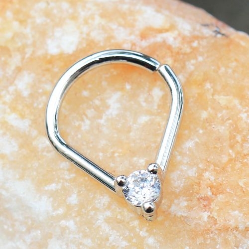 316L Stainless Steel Jeweled Teardrop Shaped Seamless Ring