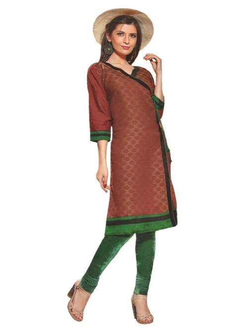 Brown Self Designed Casual Women’s Kurti