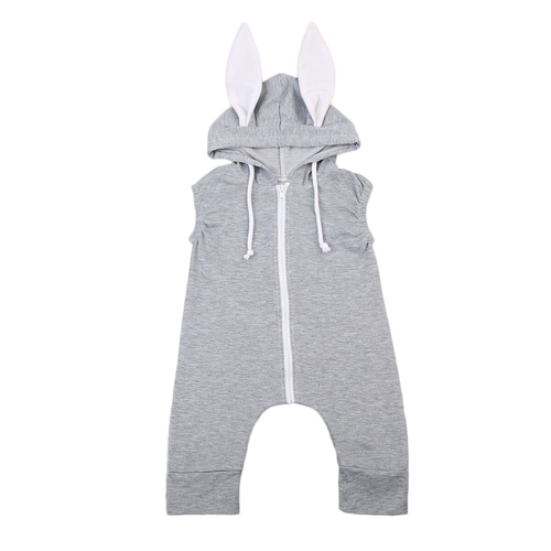 Babies Rabbit Ear Hooded Romper Kids Baby Girls