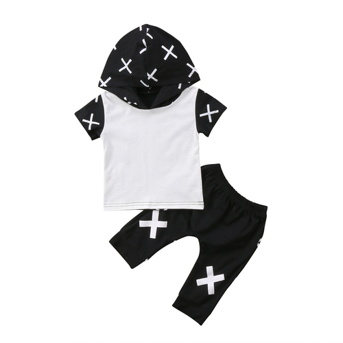 Simple Cross Black Cool 2Pcs Baby Boy T-shirt