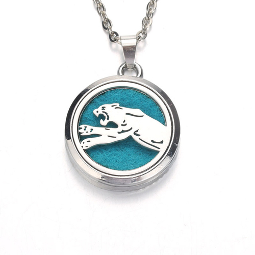 Silver leopard Aroma Diffuser Necklace Perfume