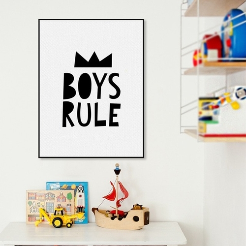 Boys Rule Quote Canvas Art Print and Poster ,