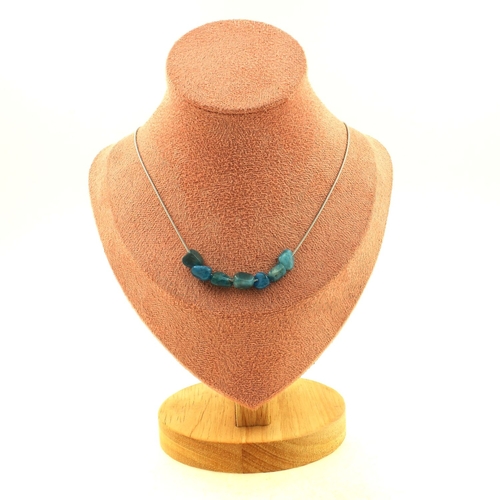 Blue Apatite from Brazil 7 beads necklace.